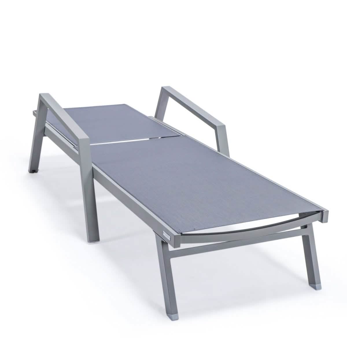 Marlin Aluminum Outdoor Chaise Lounge Chair with a Square Fire Pit Table