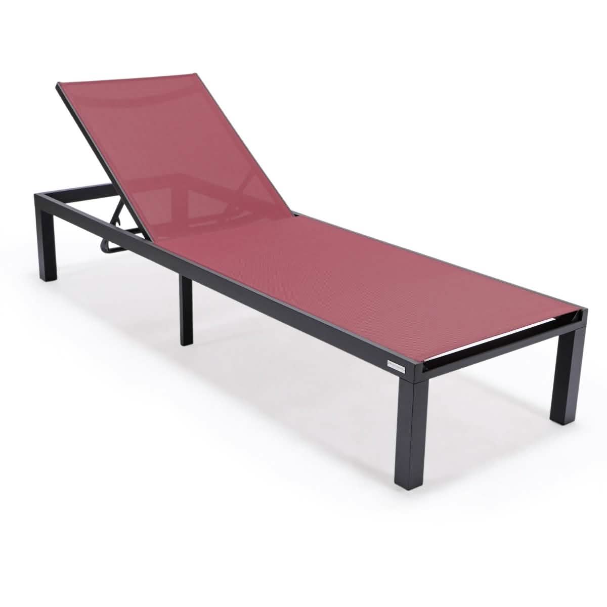 Marlin Aluminum Outdoor Chaise Lounge Chair with a Square Fire Pit Table