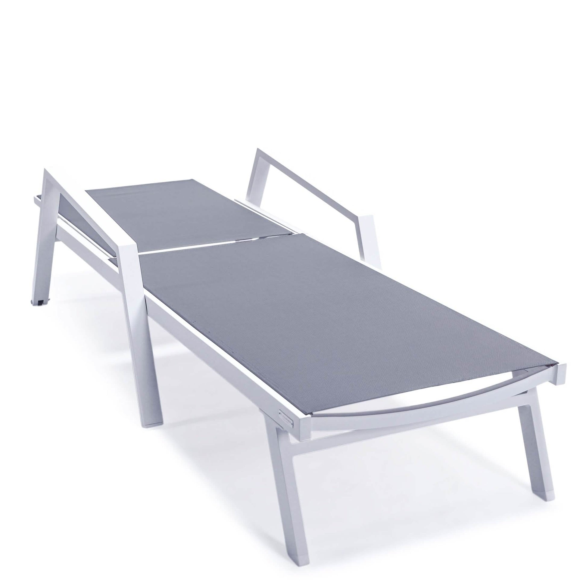 Marlin Aluminum Outdoor Chaise Lounge Chair with a Square Fire Pit Table