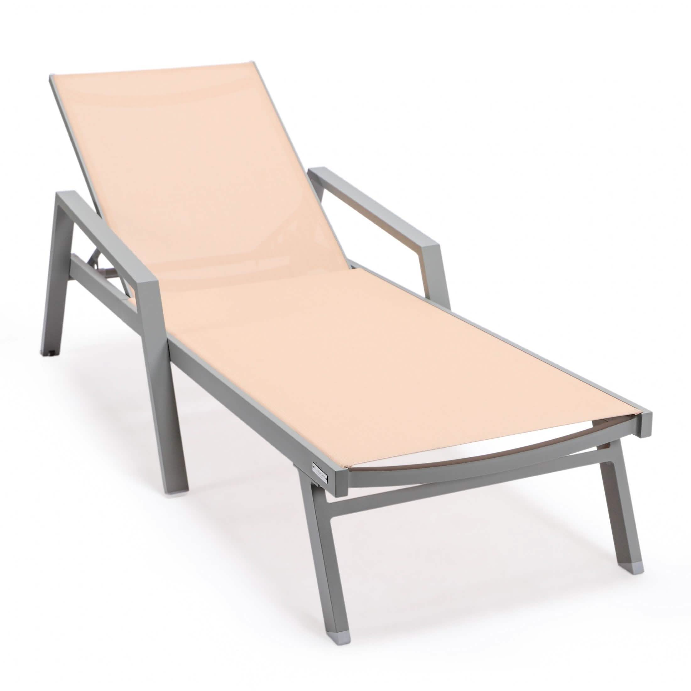 Marlin Aluminum Outdoor Chaise Lounge Chair with a Square Fire Pit Table