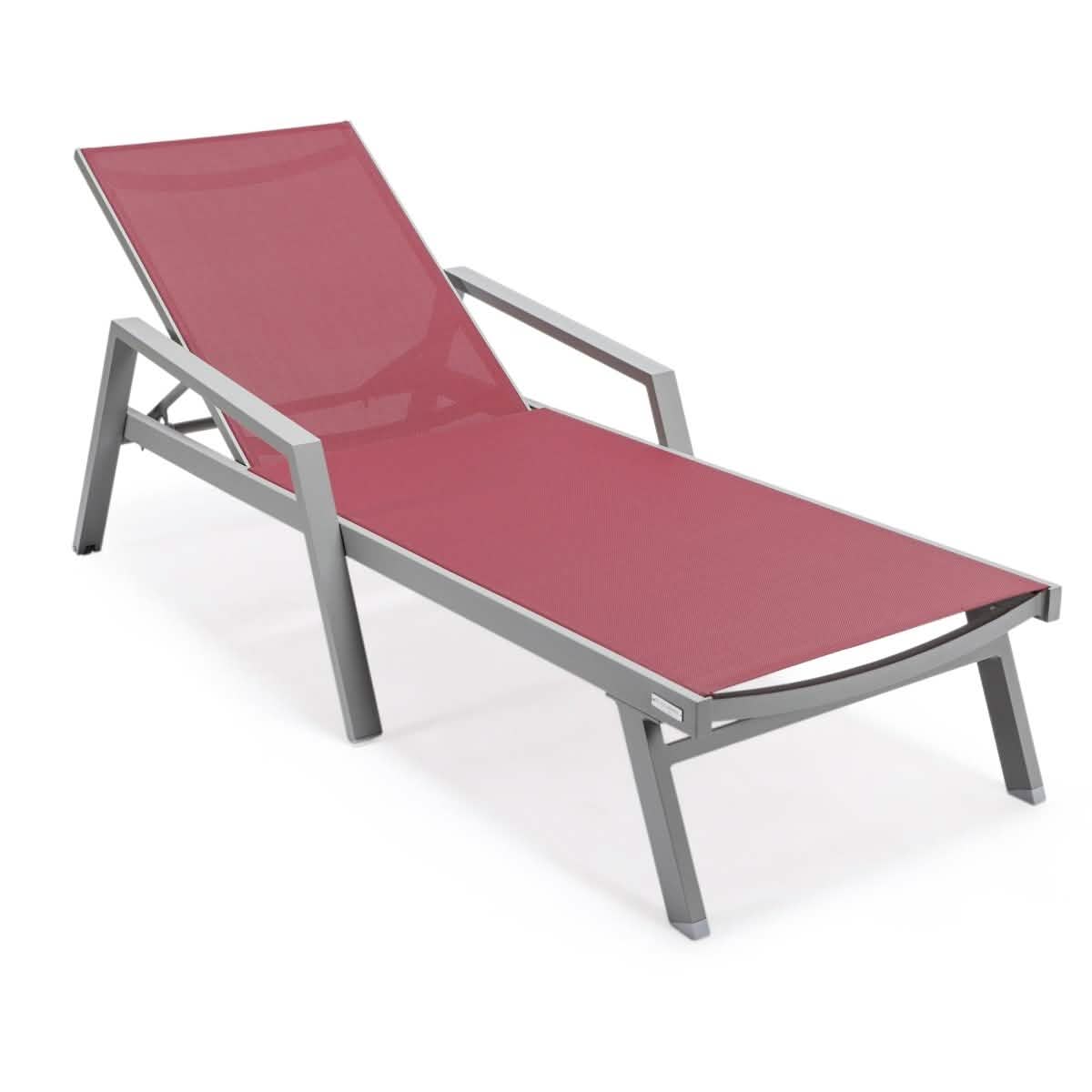 Marlin Aluminum Outdoor Chaise Lounge Chair with a Square Fire Pit Table