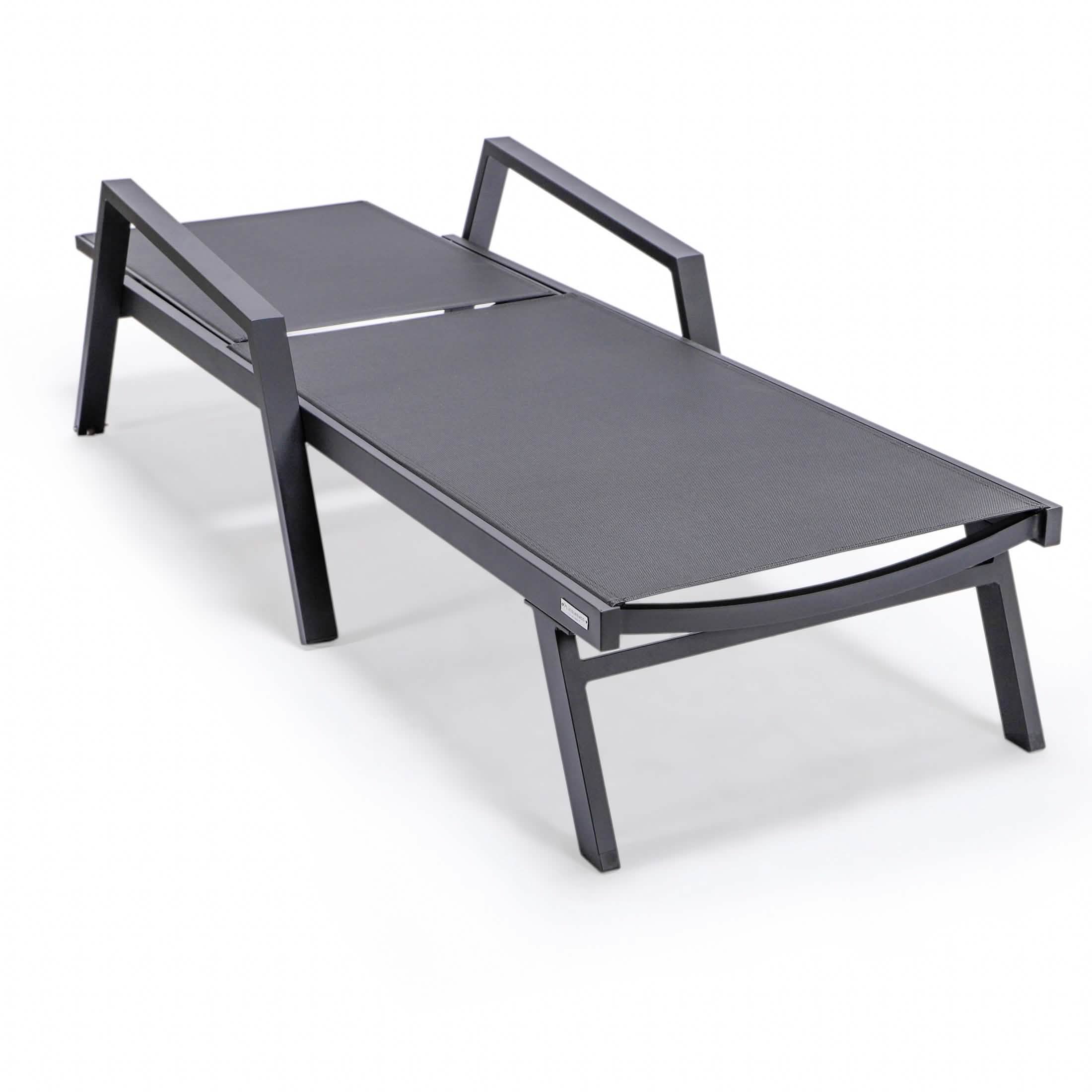 Marlin Aluminum Outdoor Chaise Lounge Chair with a Square Fire Pit Table