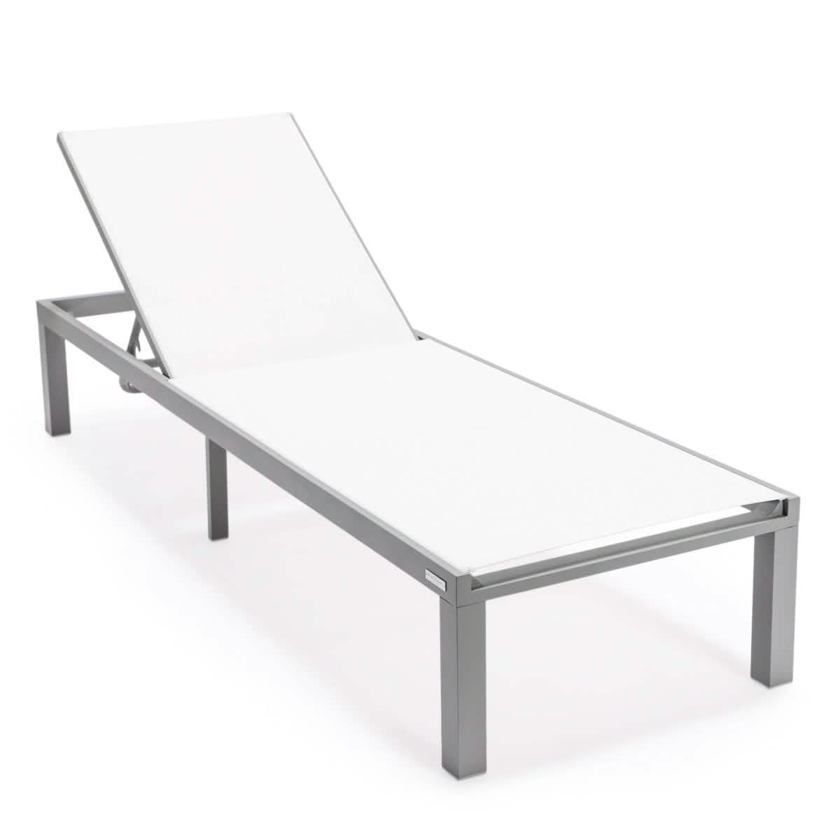 Marlin Aluminum Outdoor Chaise Lounge Chair with a Square Fire Pit Table