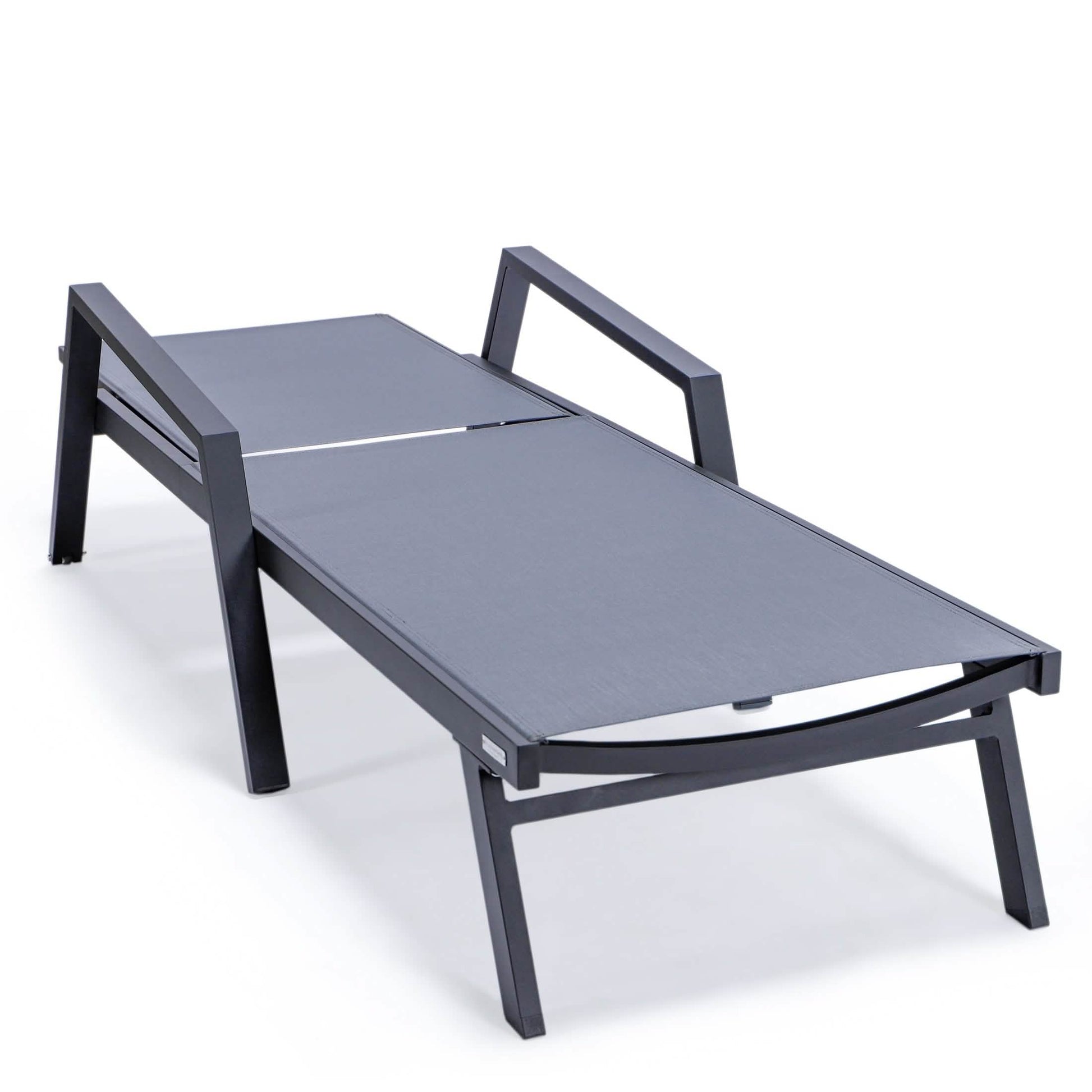 Marlin Aluminum Outdoor Chaise Lounge Chair with a Square Fire Pit Table