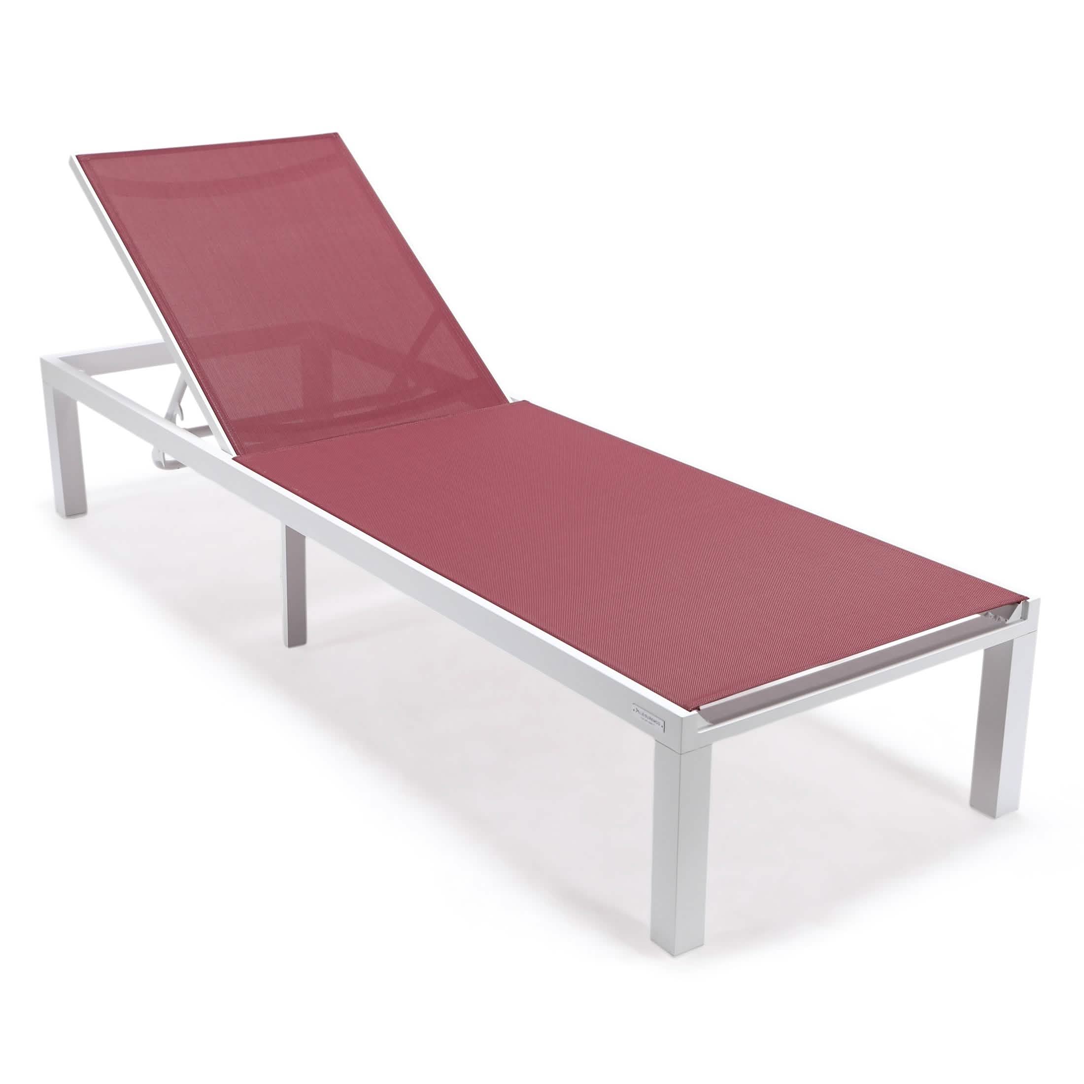 Marlin Aluminum Outdoor Chaise Lounge Chair with a Square Fire Pit Table