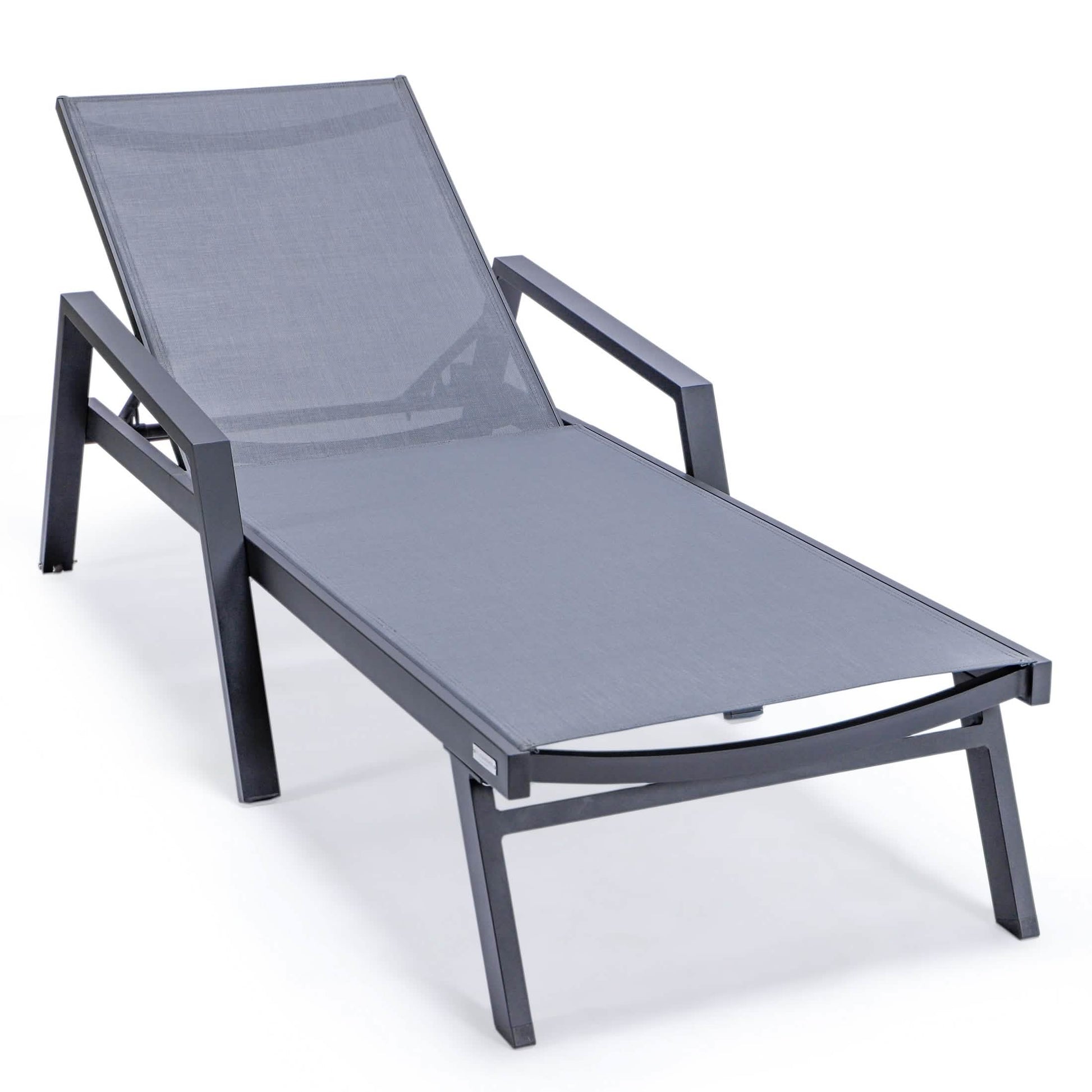 Marlin Aluminum Outdoor Chaise Lounge Chair with a Square Fire Pit Table