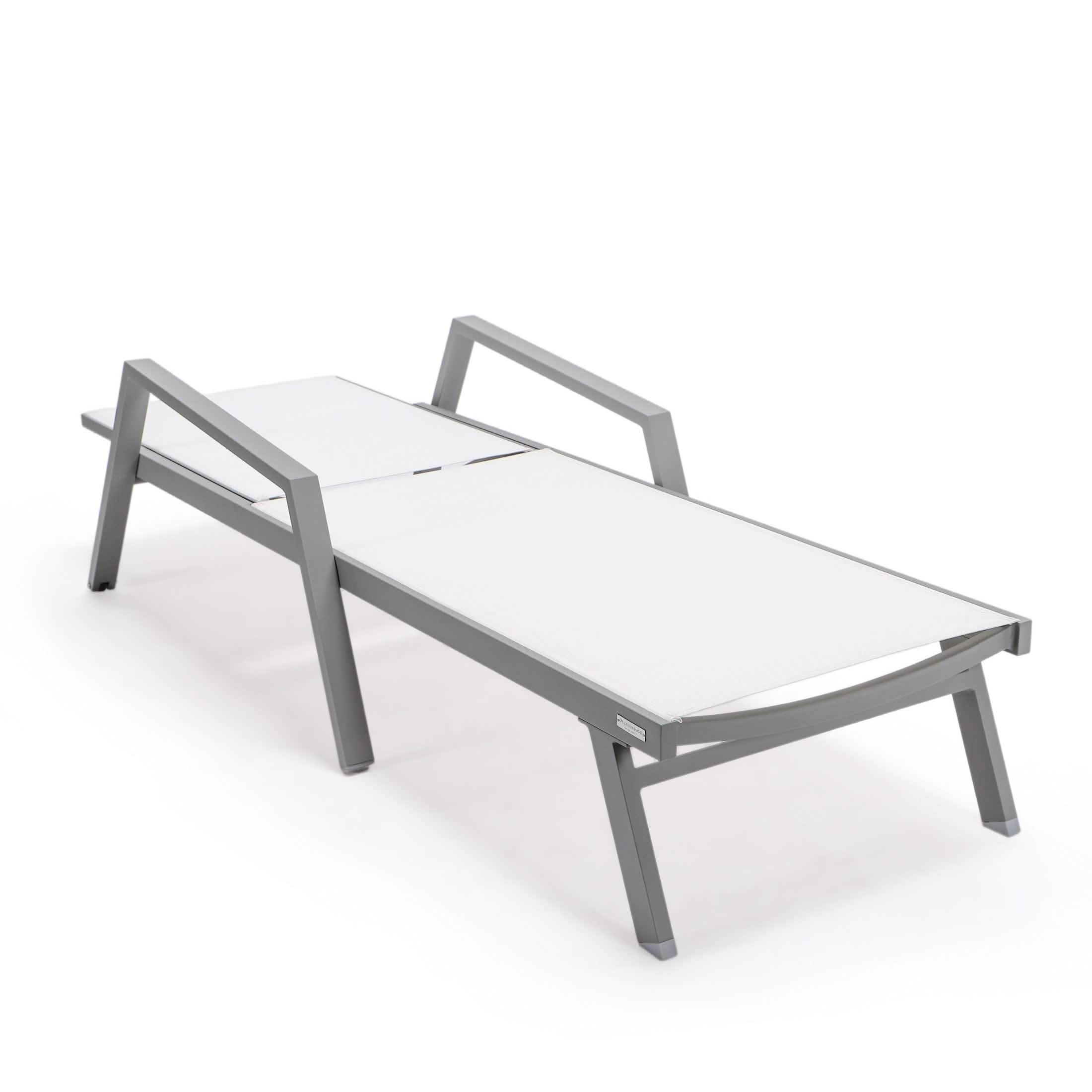 Marlin Aluminum Outdoor Chaise Lounge Chair with a Square Fire Pit Table