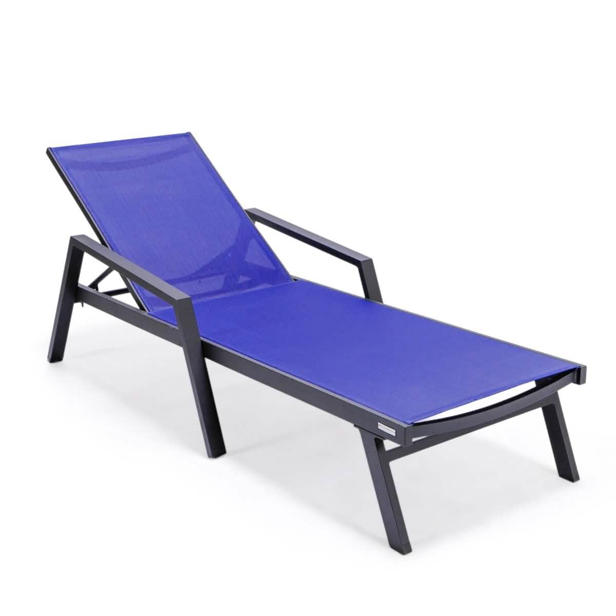 Marlin Aluminum Outdoor Chaise Lounge Chair with a Square Fire Pit Table