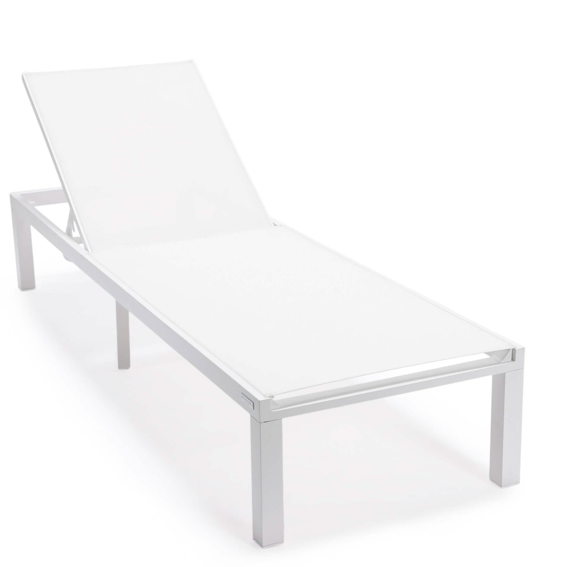 Marlin Aluminum Outdoor Chaise Lounge Chair with a Square Fire Pit Table