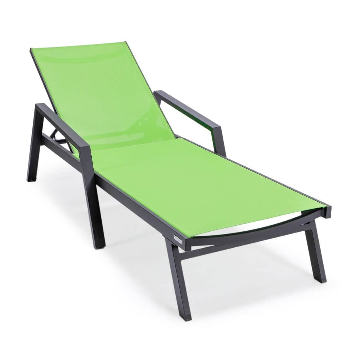 Marlin Aluminum Outdoor Chaise Lounge Chair with a Square Fire Pit Table