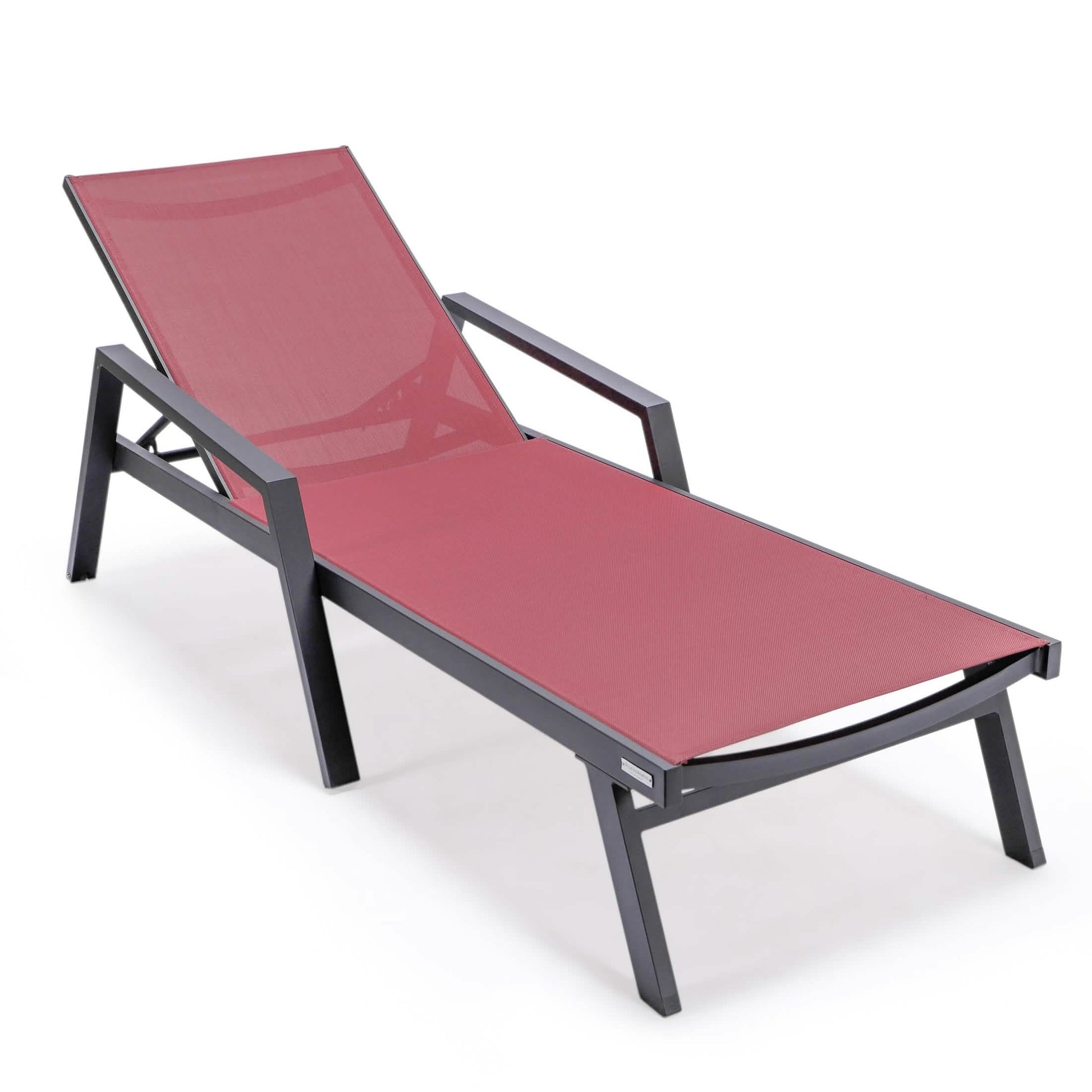 Marlin Aluminum Outdoor Chaise Lounge Chair with a Square Fire Pit Table