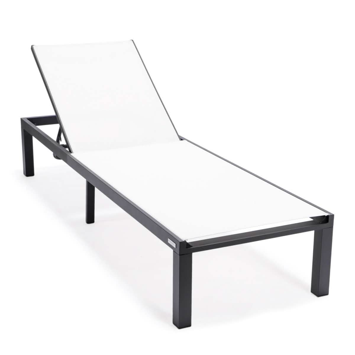 Marlin Aluminum Outdoor Chaise Lounge Chair with a Square Fire Pit Table