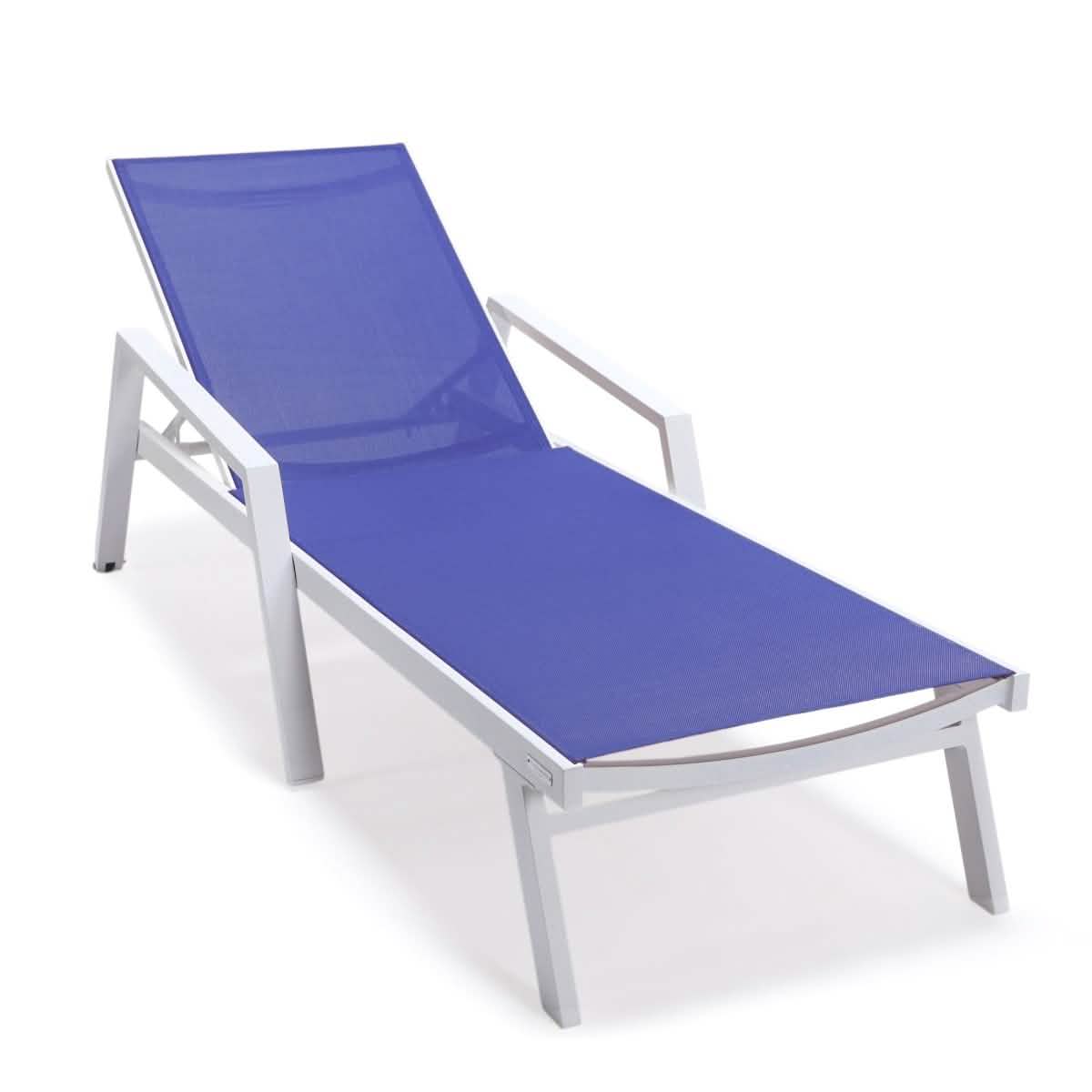 Marlin Aluminum Outdoor Chaise Lounge Chair with a Square Fire Pit Table