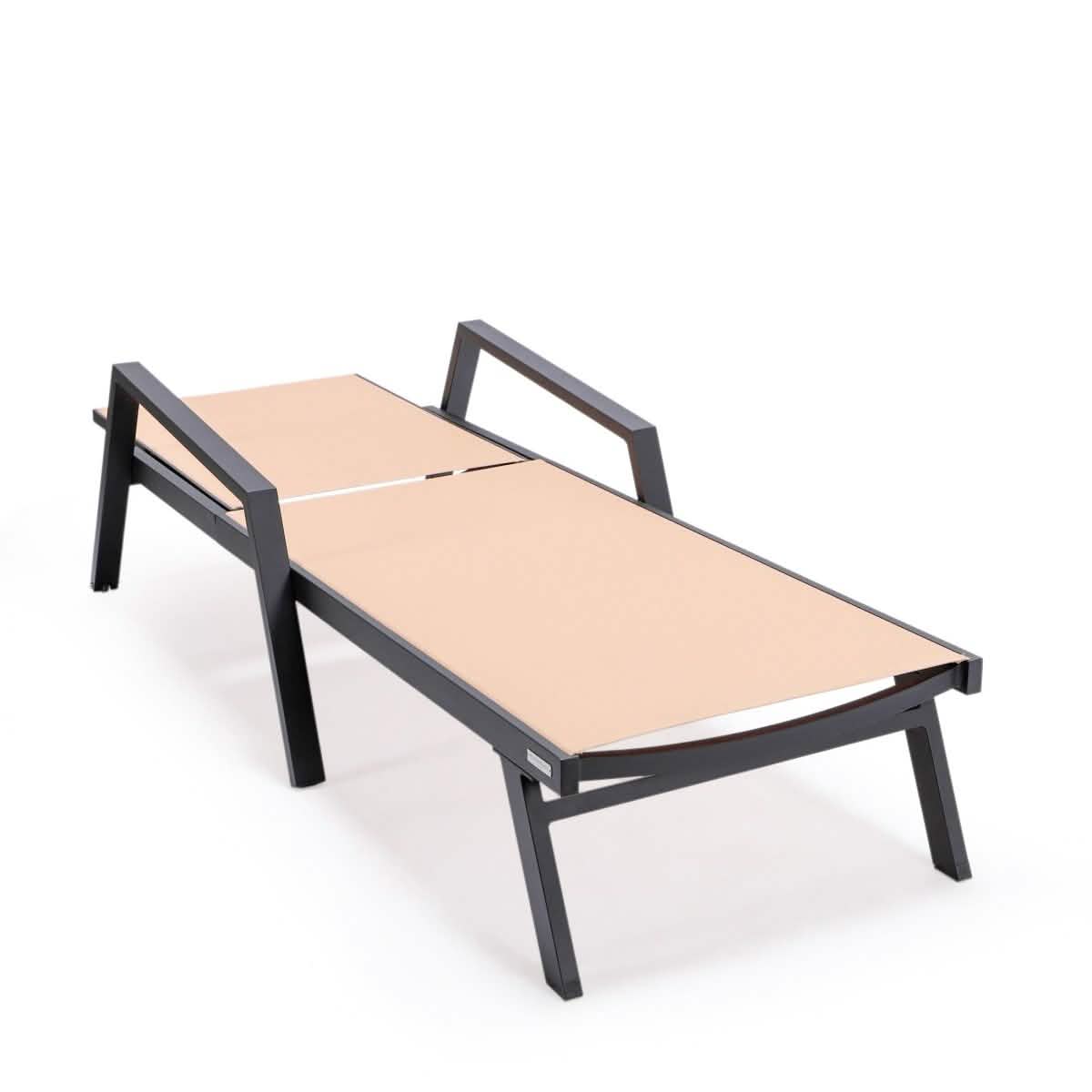 Marlin Aluminum Outdoor Chaise Lounge Chair with a Square Fire Pit Table