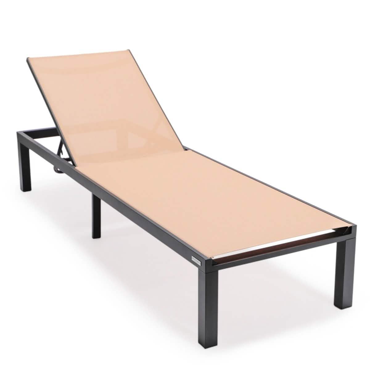 Marlin Aluminum Outdoor Chaise Lounge Chair with a Square Fire Pit Table