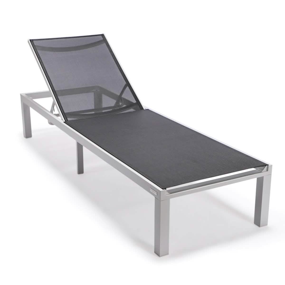 Marlin Aluminum Outdoor Chaise Lounge Chair with a Square Fire Pit Table
