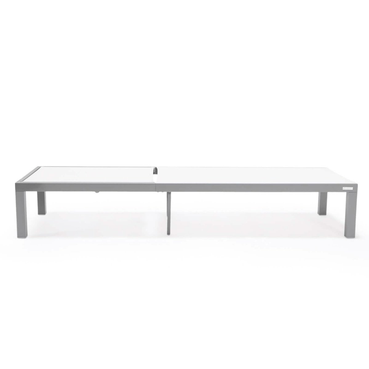 Marlin Modern Gray Aluminum Outdoor Chaise Lounge Chair With Square Fire Pit Side Table Set of 2