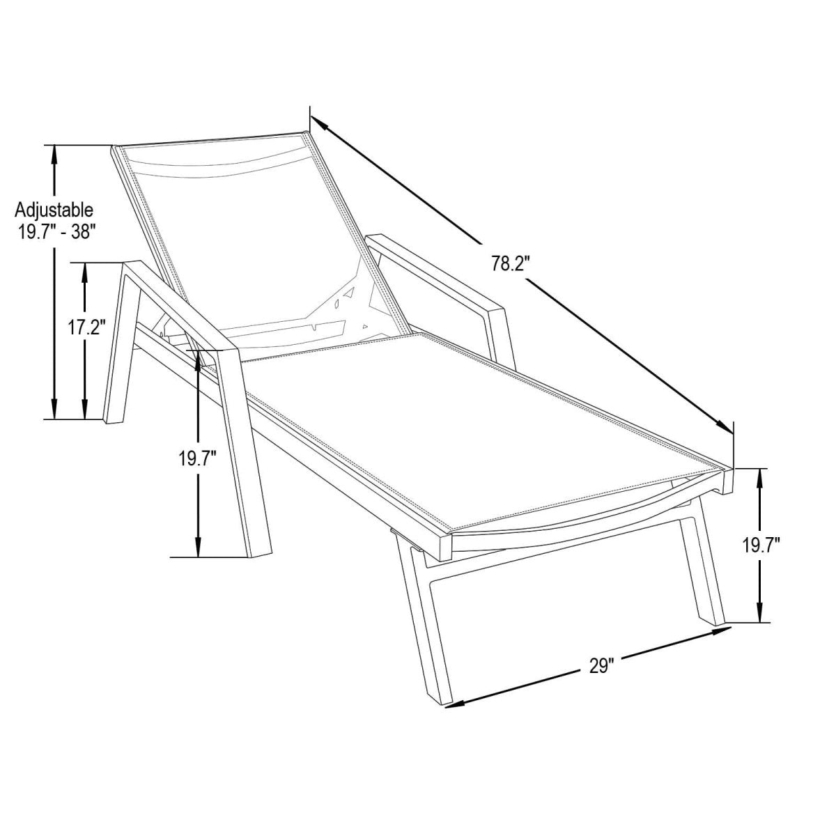 Marlin Modern Grey Aluminum Outdoor Chaise Lounge Chair Set of 2 With Arms and Square Fire Pit Side Table for Patio