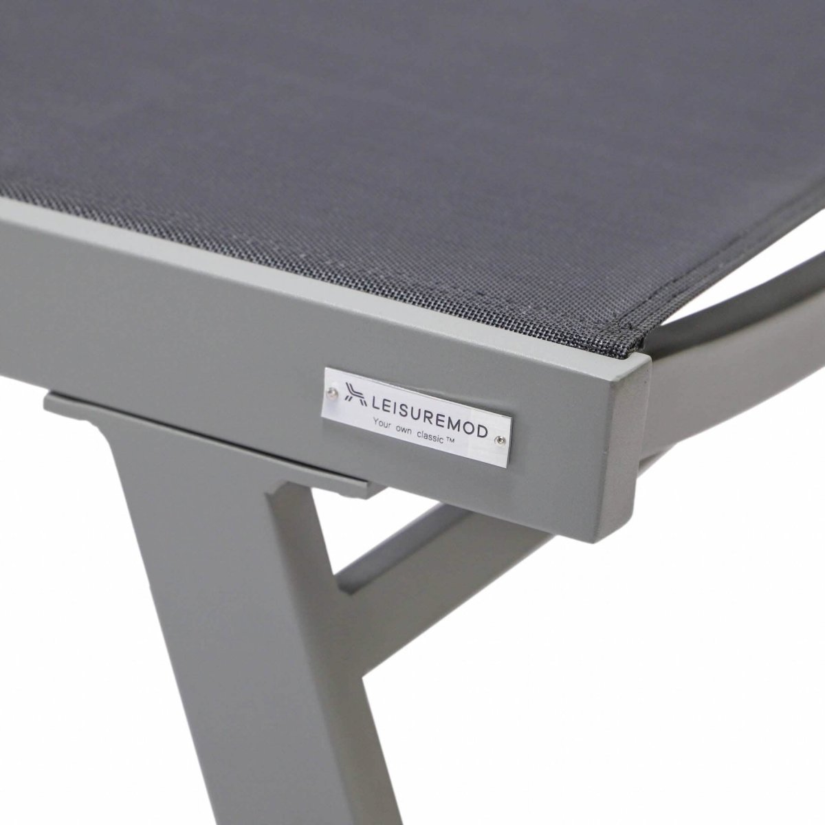Marlin Modern Grey Aluminum Outdoor Chaise Lounge Chair Set of 2 With Arms and Square Fire Pit Side Table for Patio