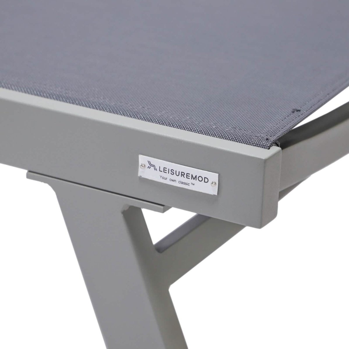 Marlin Modern Grey Aluminum Outdoor Chaise Lounge Chair Set of 2 With Arms and Square Fire Pit Side Table for Patio