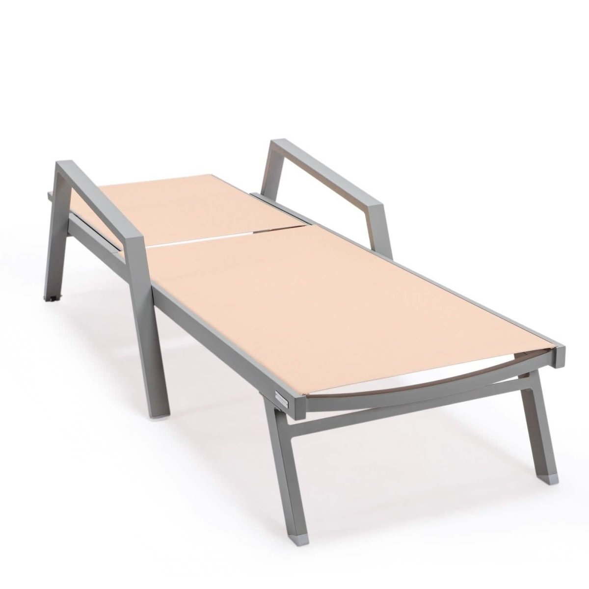 Marlin Modern Grey Aluminum Outdoor Chaise Lounge Chair Set of 2 With Arms and Square Fire Pit Side Table for Patio