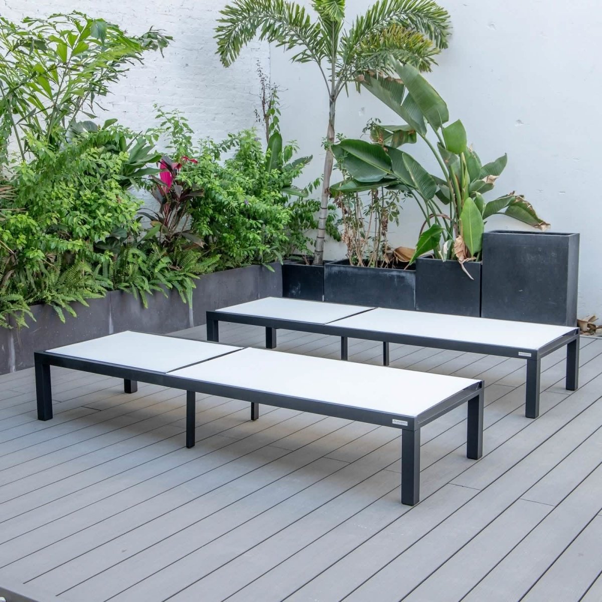 Marlin Patio Chaise Lounge Chair with Black Aluminum Frame, Set of 2