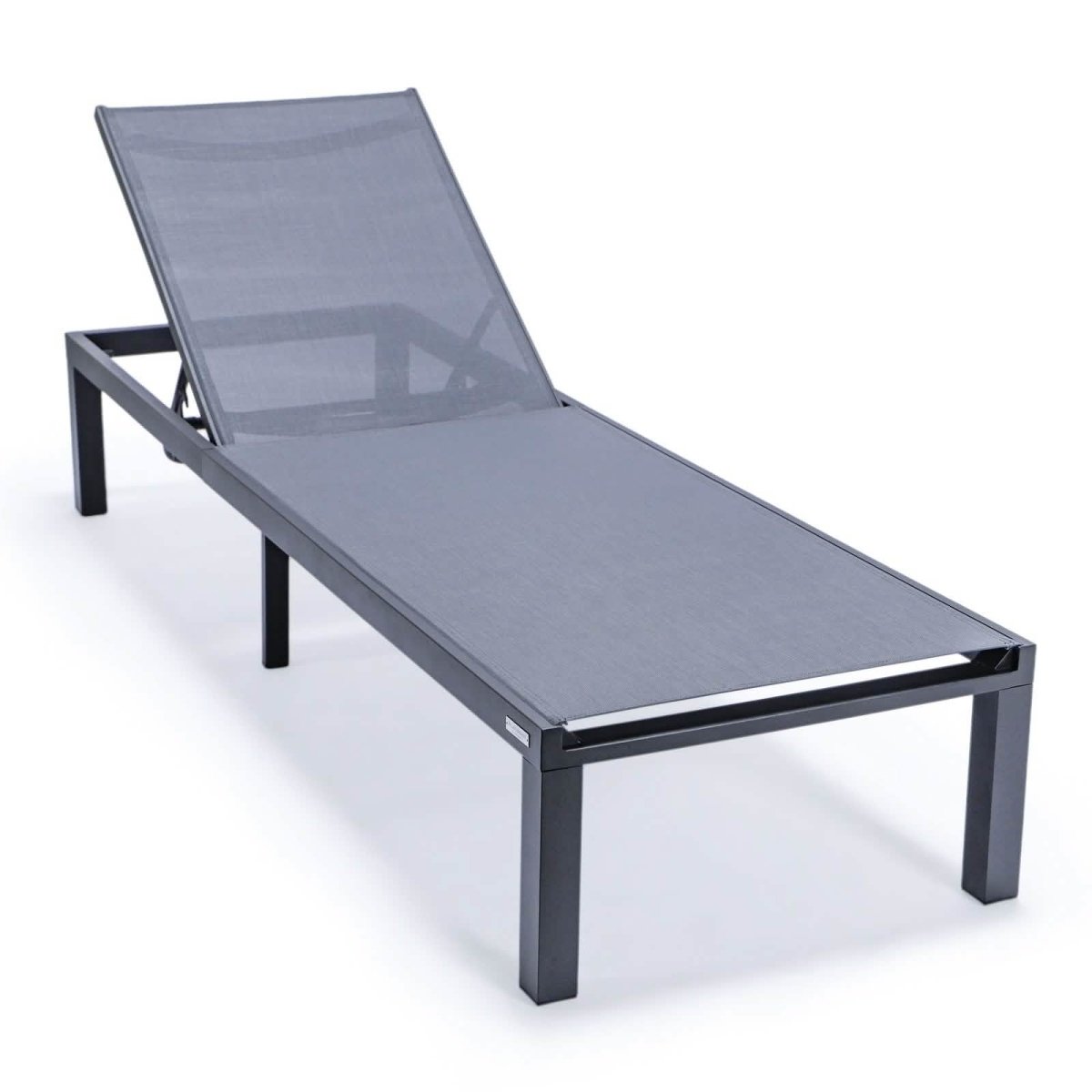 Marlin Patio Chaise Lounge Chair with Black Aluminum Frame, Set of 2
