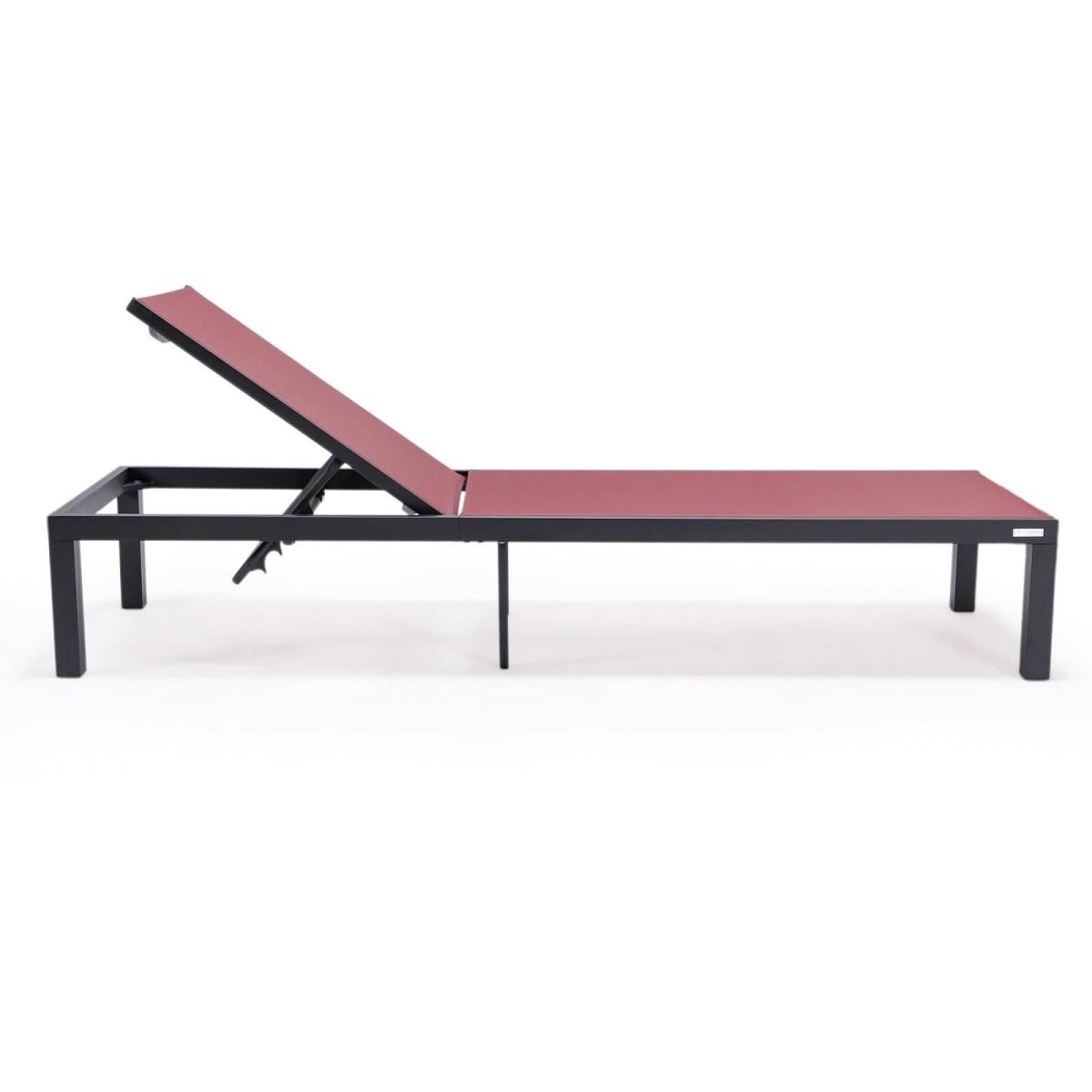 Marlin Patio Chaise Lounge Chair with Black Aluminum Frame, Set of 2