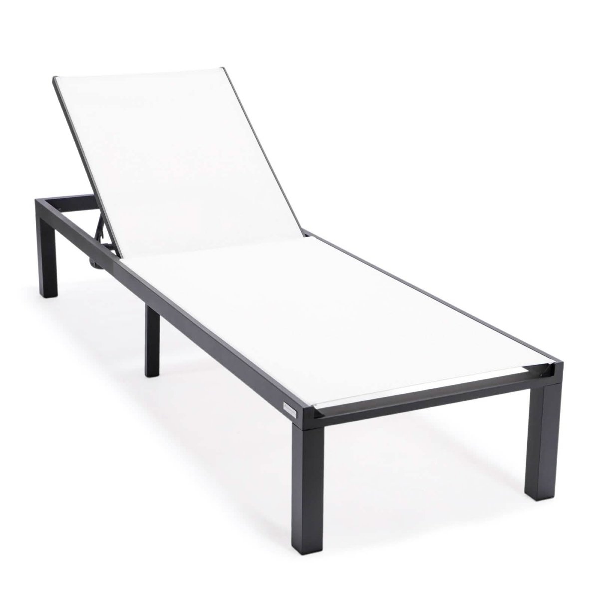 Marlin Patio Chaise Lounge Chair with Black Aluminum Frame, Set of 2