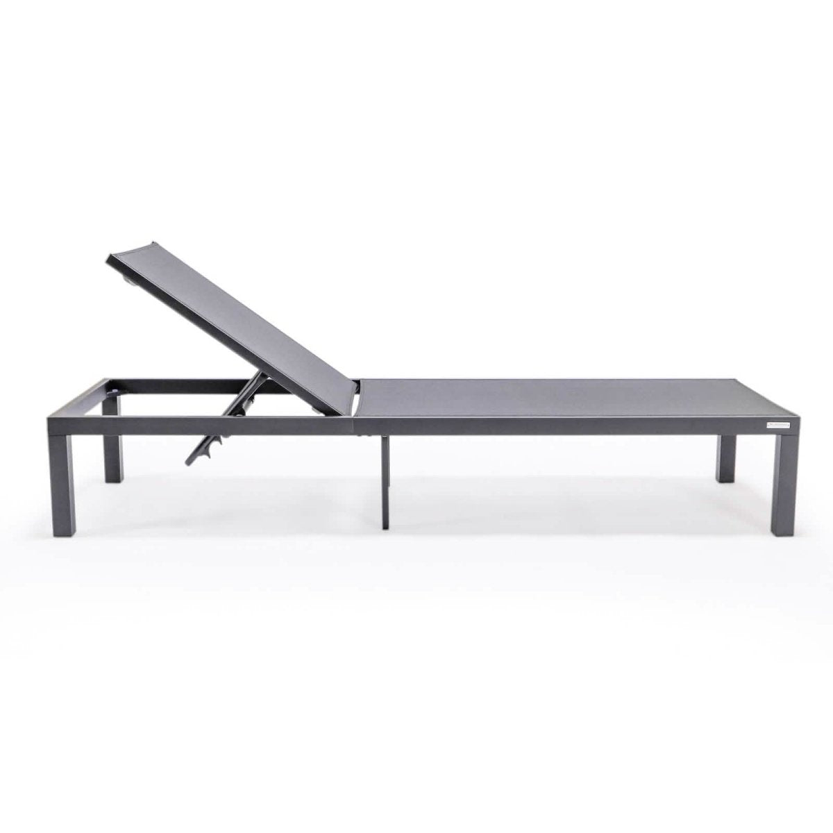 Marlin Patio Chaise Lounge Chair with Black Aluminum Frame, Set of 2