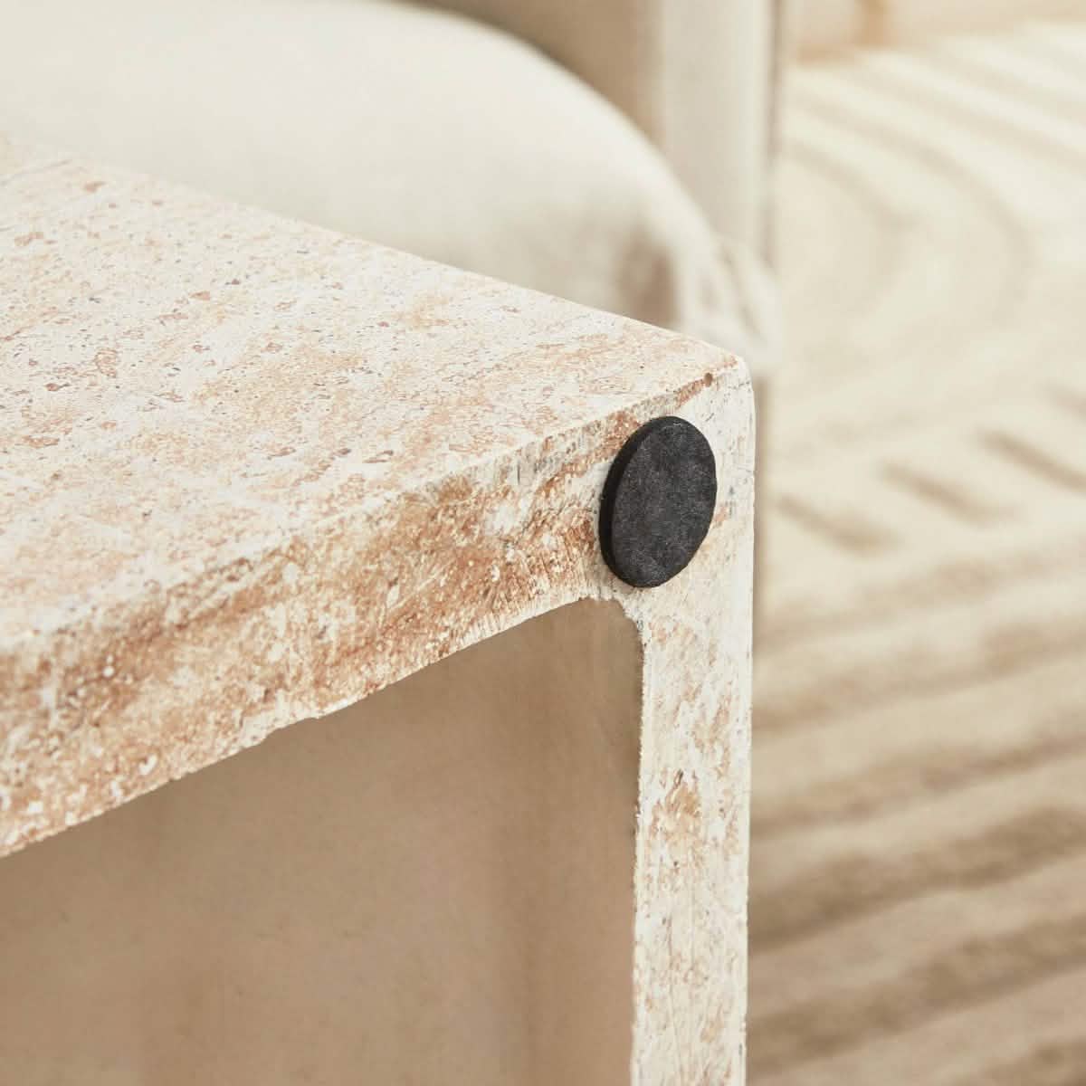 Maya Collection Fiberstone Outdoor/Indoor Rectangular Coffee Table in Travertine