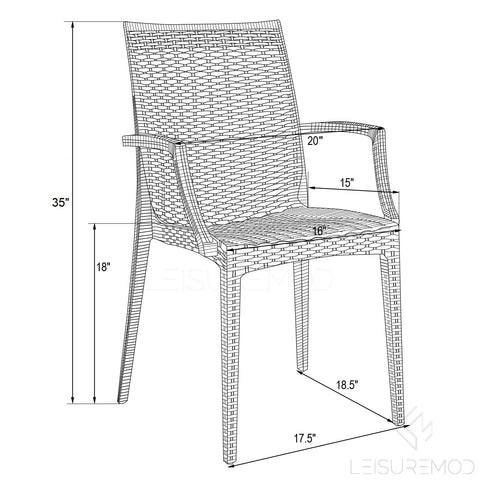 Mace Patio Outdoor Dining Armchair with Weave Design in Polypropylene