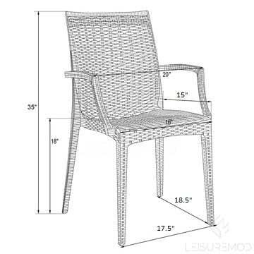 Mace Patio Outdoor Dining Armchair with Weave Design in Polypropylene