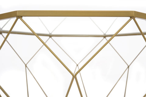 Malibu Modern Octagon Glass Top Coffee Table With Gold Metal Base