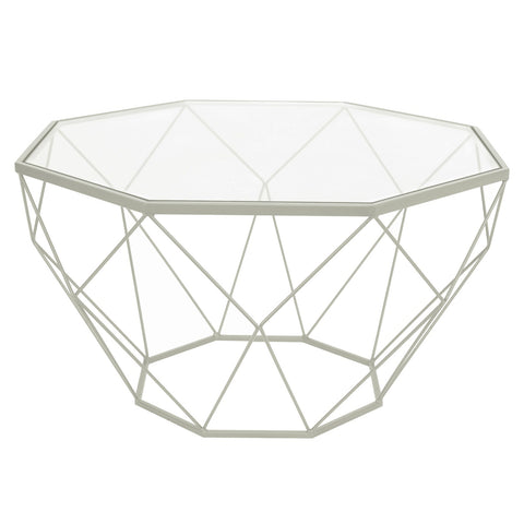 Malibu Modern Octagon Glass Top Coffee Table With Gold Metal Base