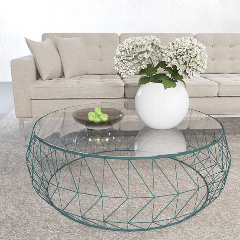 Malibu Modern Round Glass Top Coffee Table With Chrome Base