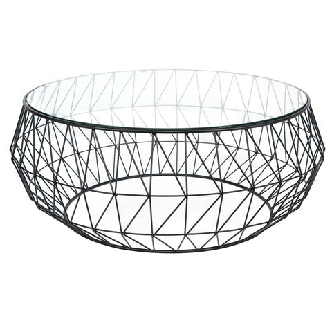 Malibu Modern Round Glass Top Coffee Table With Chrome Base