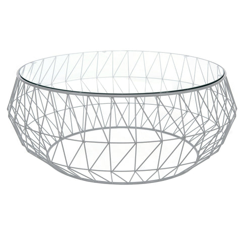 Malibu Modern Round Glass Top Coffee Table With Chrome Base