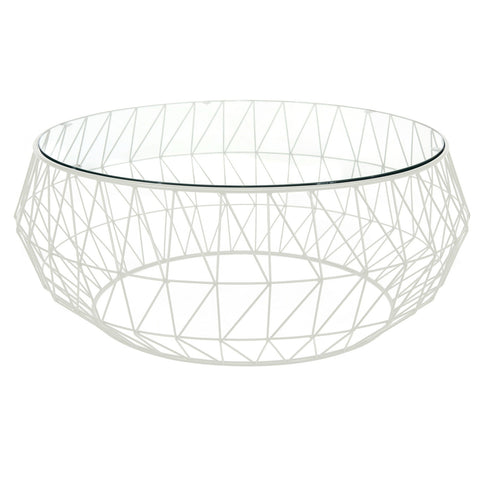 Malibu Modern Round Glass Top Coffee Table With Chrome Base