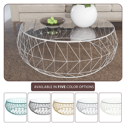 Malibu Modern Round Glass Top Coffee Table With Chrome Base