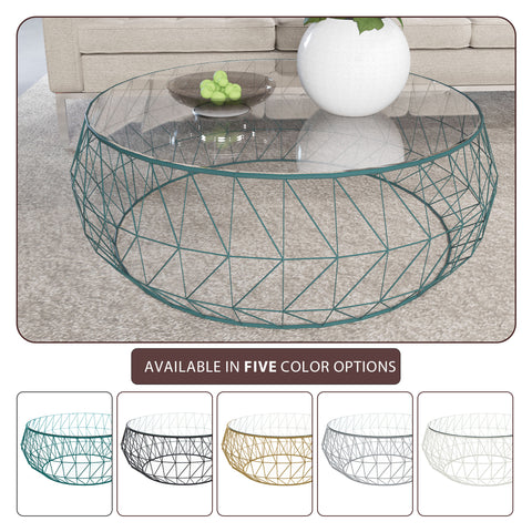 Malibu Modern Round Glass Top Coffee Table With Chrome Base