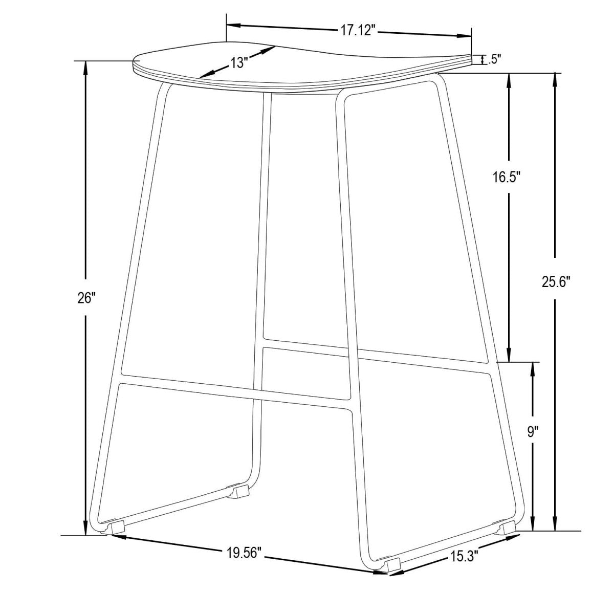 Melrose Modern Wood Counter Stool With Chrome Frame