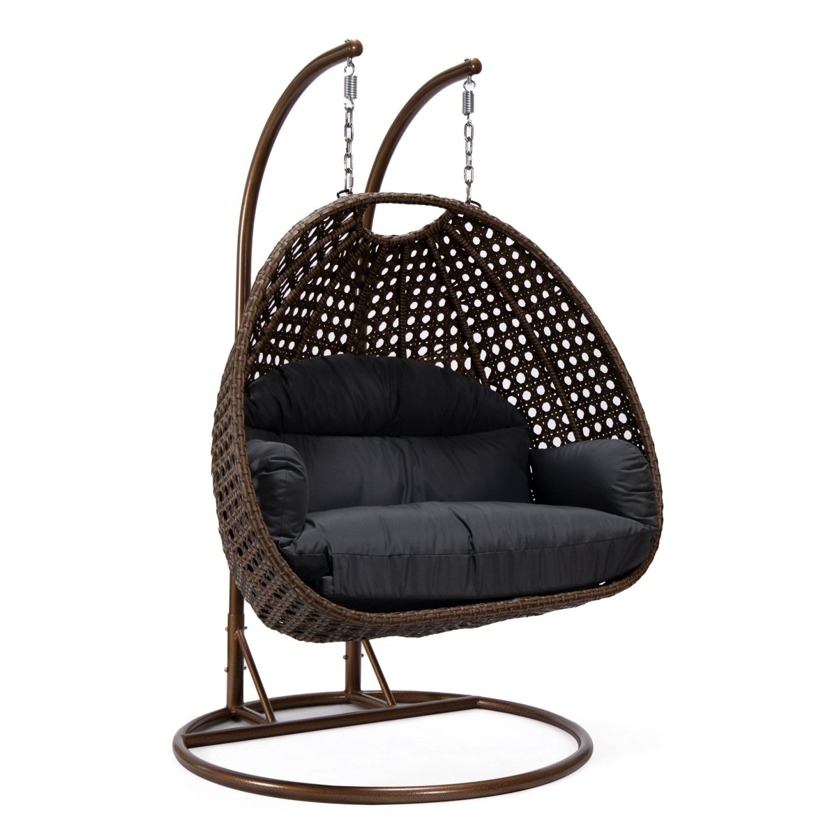 Mendoza 2 - Person Wicker Hanging Egg Swing Chair with Removable Cushions and Iron Base