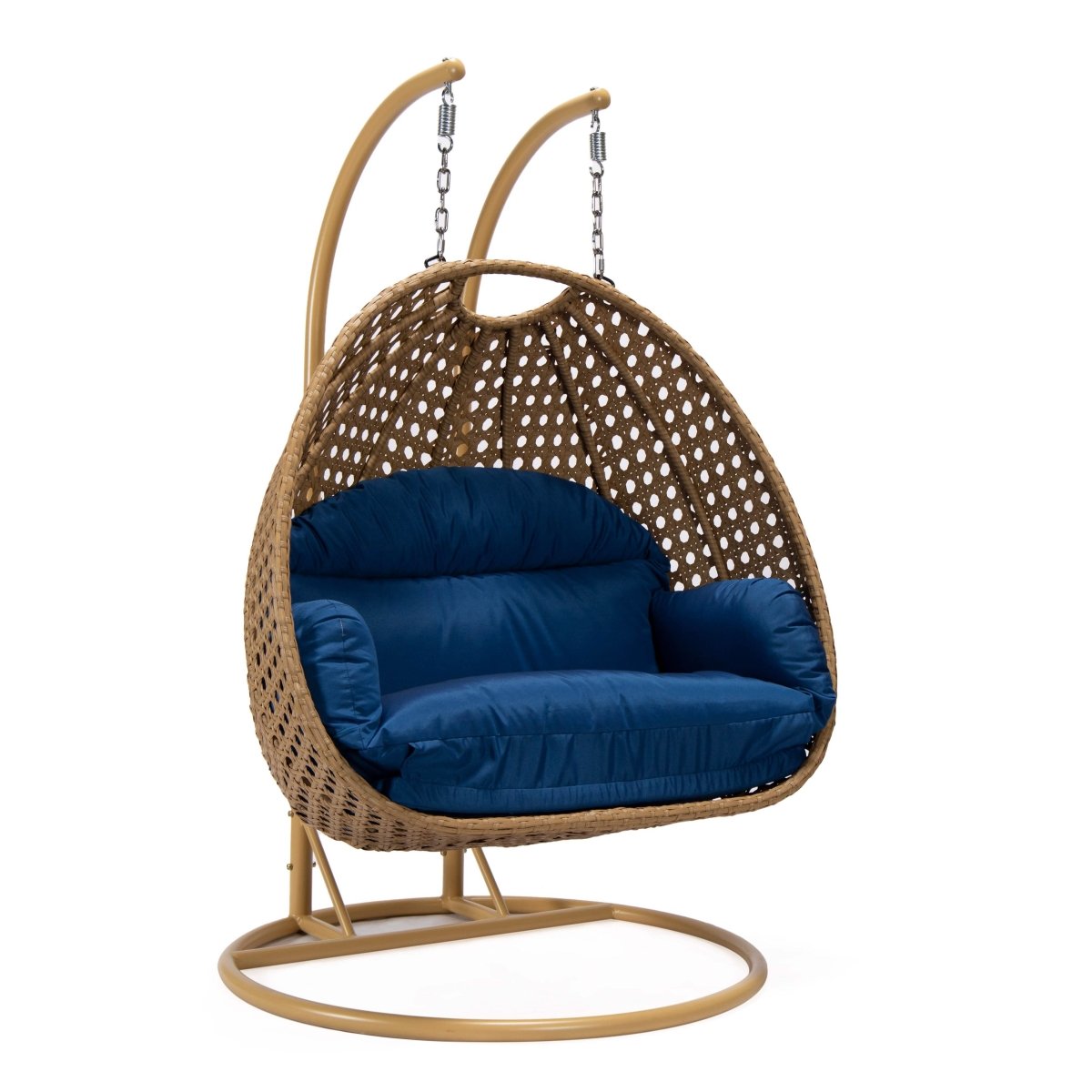 Mendoza 2 - Person Wicker Hanging Egg Swing Chair with Removable Cushions and Iron Base