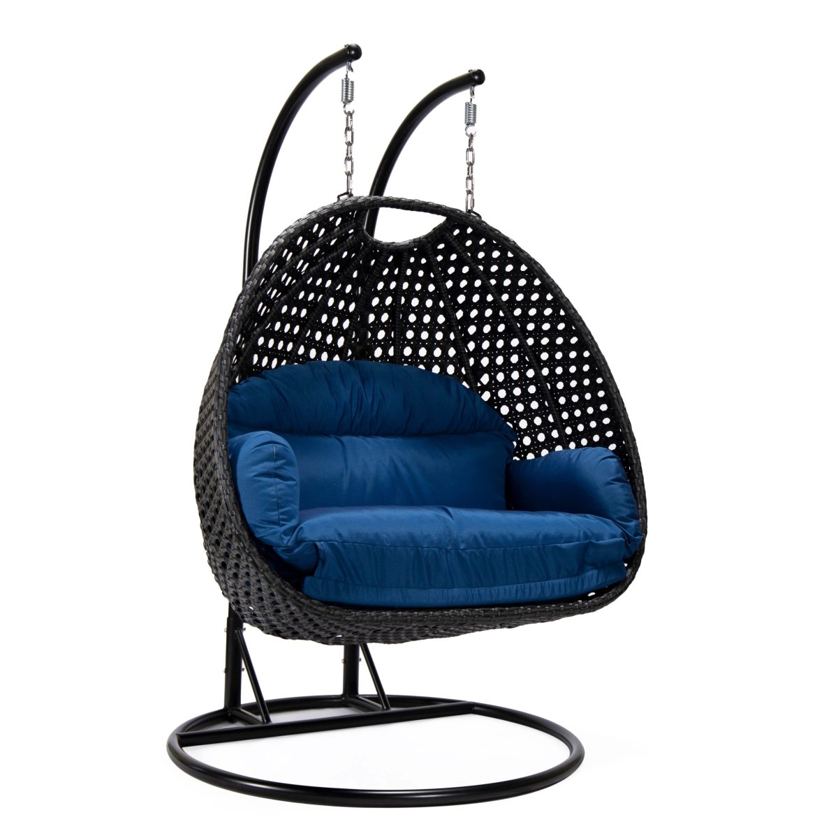 Mendoza 2 - Person Wicker Hanging Egg Swing Chair with Removable Cushions and Iron Base