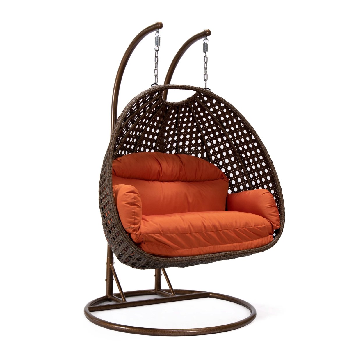Mendoza 2 - Person Wicker Hanging Egg Swing Chair with Removable Cushions and Iron Base