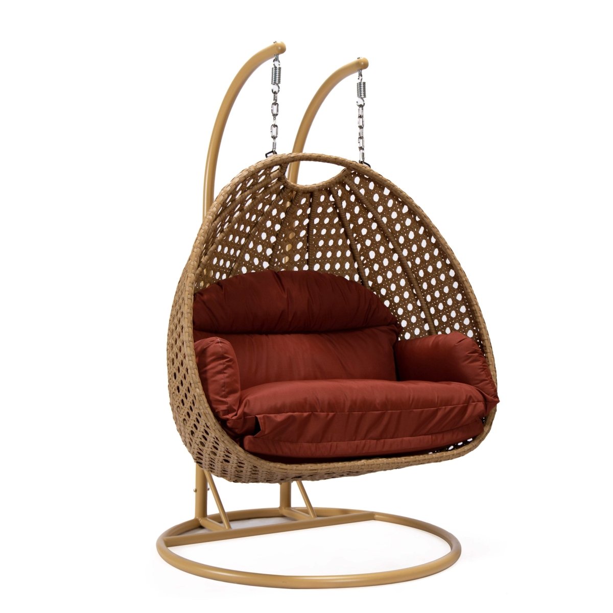 Mendoza 2 - Person Wicker Hanging Egg Swing Chair with Removable Cushions and Iron Base
