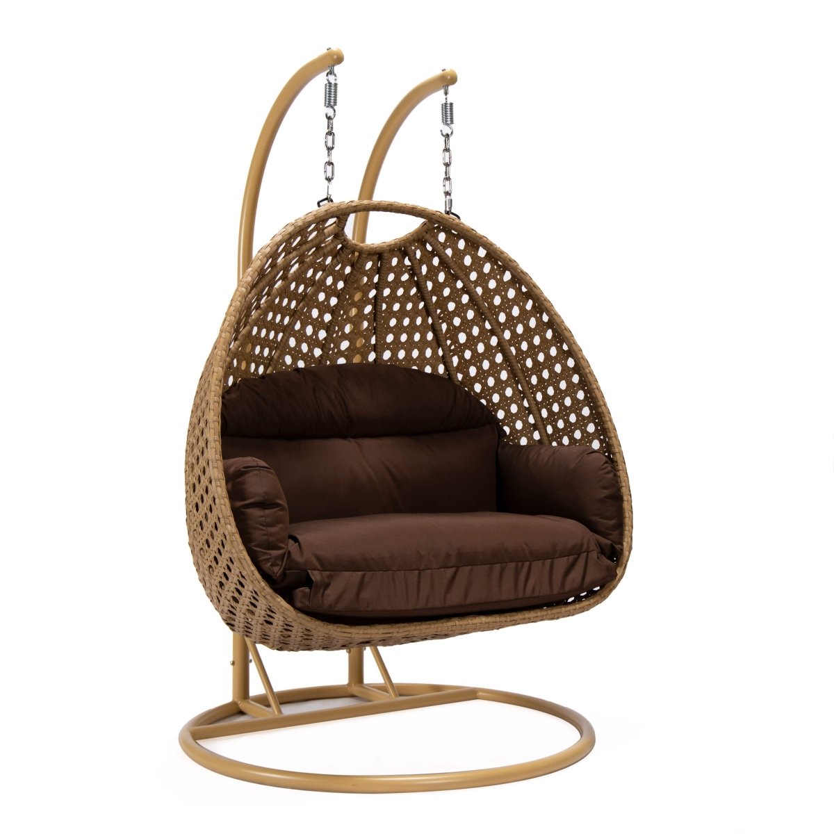 Mendoza 2 - Person Wicker Hanging Egg Swing Chair with Removable Cushions and Iron Base