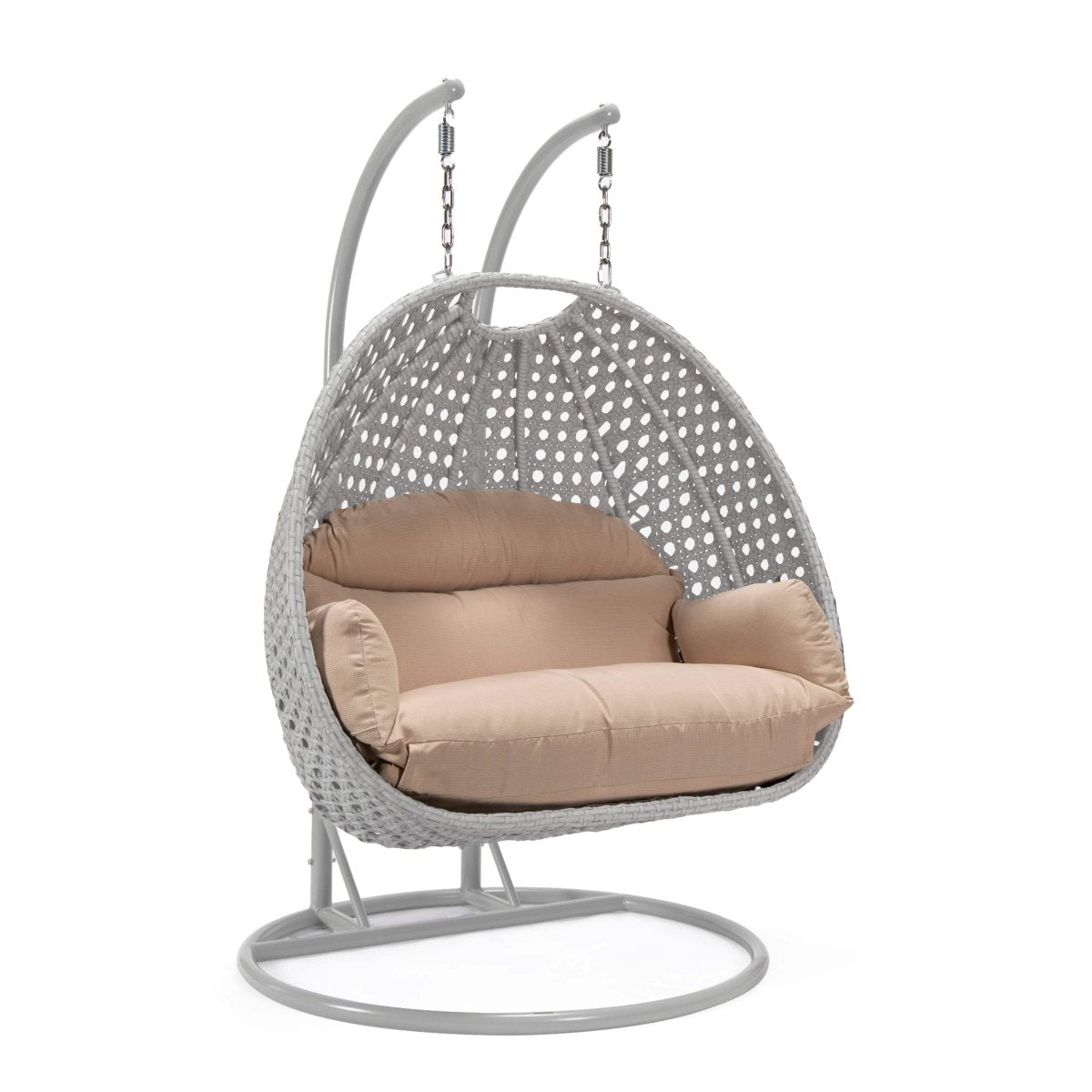 Mendoza 2 - Person Wicker Hanging Egg Swing Chair with Removable Cushions and Iron Base