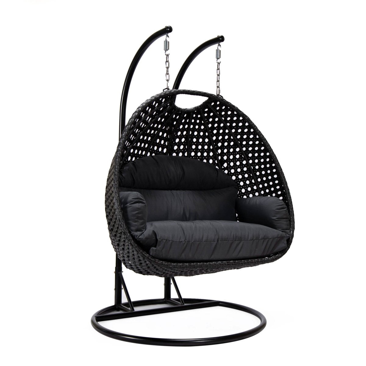 Mendoza 2 - Person Wicker Hanging Egg Swing Chair with Removable Cushions and Iron Base